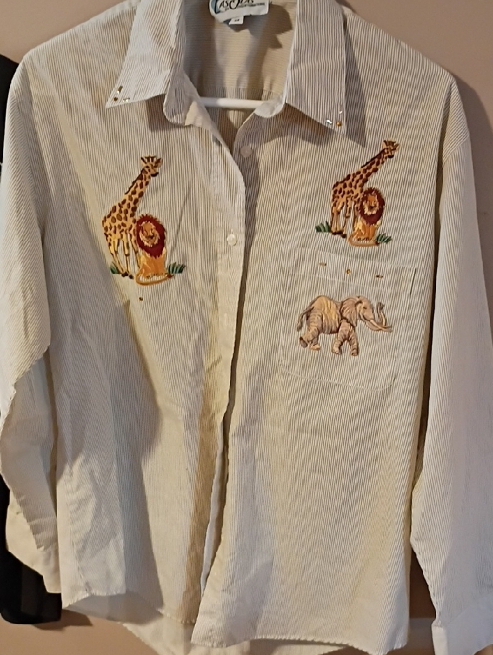 Jungle Animal Embroidered Button Down Top